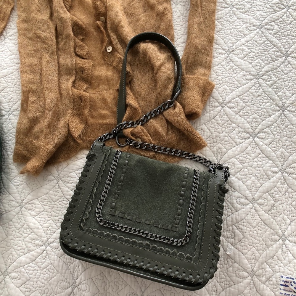 Zara suede crossbody bag with chain detail